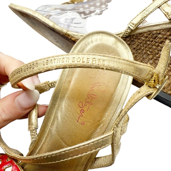 Lilly Pulitzer Gold Woven‎ Wedge Sandals Size 8 - Picture 8 of 8